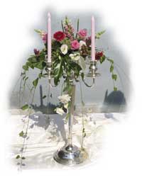 Kandelaber dekoration fra Blomstercafeen